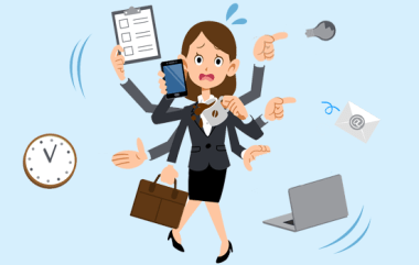 Woman juggling workload