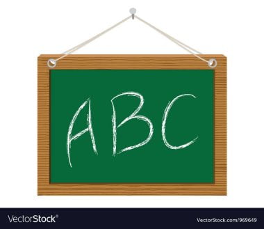 Image of a chalk board and ABC