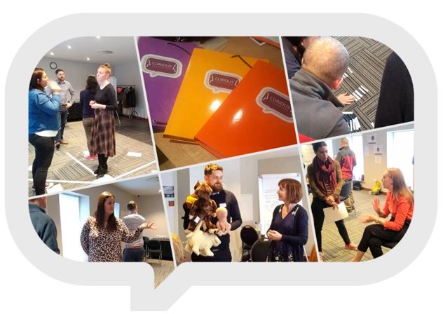 People learning through team games.