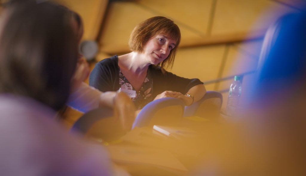 Kate training on-site at an university.