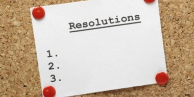 Card with title of resolutions written on it